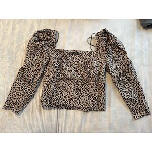 Leopard / Cheetah Zara Puff Sleeve Top Medium